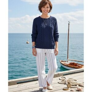 Vineyard Vines Sweater Womens XXS Blue Cable Knit Cotton Crewneck Pullover